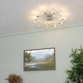 Litecraft Vortex Chrome 10 Lamp Semi-Flush Ceiling Light