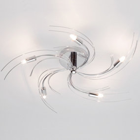 Litecraft Vortex Chrome 5 Lamp Semi-Flush Ceiling Light