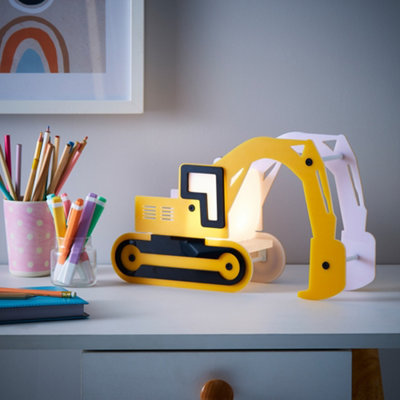 Litecraft Yellow Digger Glow Kids LED Table Lamp