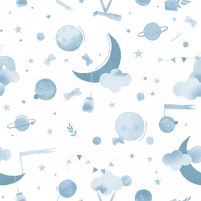 Little Dreamer By Amy Hart Wallpaper In Blue And White