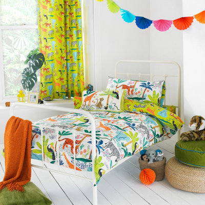 little furn. Jungletastic Graphic Reversible Kids Duvet Cover Set