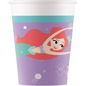 Little Mermaid Under The Sea Paper Ariel Party Cup (Pack of 8) Purple/White (One Size)