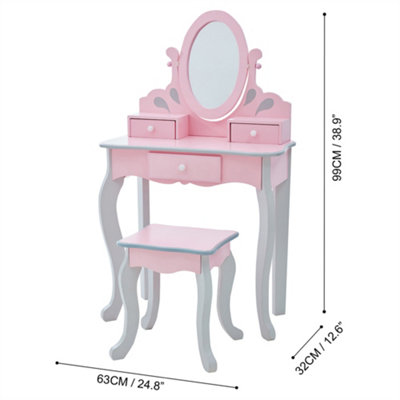 Little Princess Rapunzel Play Vanity Set - L63 x W32 x H99 cm - Pink/Grey