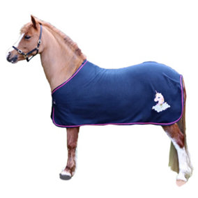 Little Rider Unicorn Horse Fleece Rug Navy/Pink (4)