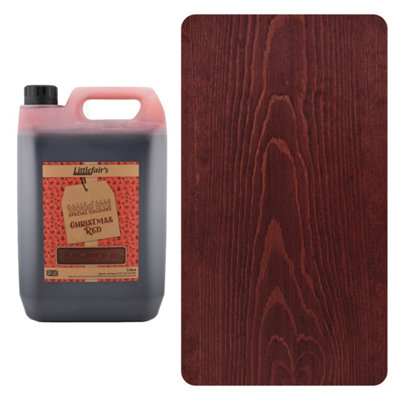 Littlefair's - Indoor & Outdoor Wood Stain - Christmas Red - 5 LTR