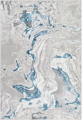 Livabliss Lustro Abstract Medium Grey Light Beige Modern Marble Rug 200 ...