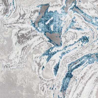 Livabliss Lustro Abstract Medium Grey Light Beige Modern Marble Rug 200 ...