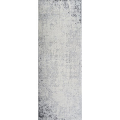 Livabliss Roma Abstract Charcoal Grey Modern Marble Runner Rug 80 x 220 cm