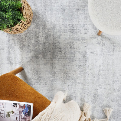 Livabliss Roma Abstract Charcoal Grey Modern Marble Runner Rug 80 x 220 cm