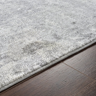 Livabliss Roma Abstract Charcoal Grey Modern Marble Runner Rug 80 x 220 cm