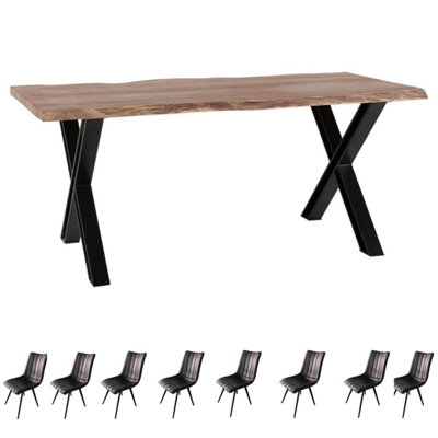 Live Edge Large Wood And Metal Dining Table Set And 8 Chairs DIY at B&Q