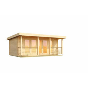Liverpool 1-Log Cabin, Wooden Garden Room, Timber Summerhouse, Home Office - L610 x W460 x H231.2 cm