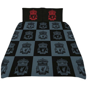 Liverpool FC Checkerboard Duvet Cover Set Black/Grey/Red (Single)