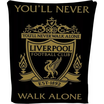 Liverpool FC Fleece Crest Blanket Black/Gold (One Size)