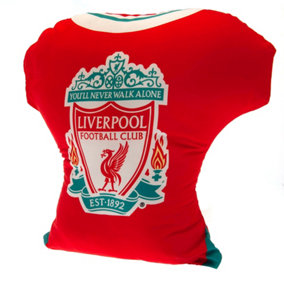 Liverpool FC Football Shirt Filled Cushion Red/Green/Cream (33cm x 32cm)