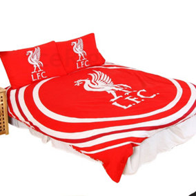 Liverpool FC Official Reversible Double Duvet And Pillowcase Set Pulse Design Red (Double)