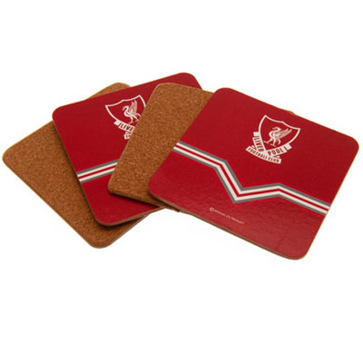 Liverpool FC Retro Coaster Pack of 4 Red White Grey One Size