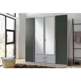 LIVERPOOL Grey 4 Door 2 Drawer Wardrobe