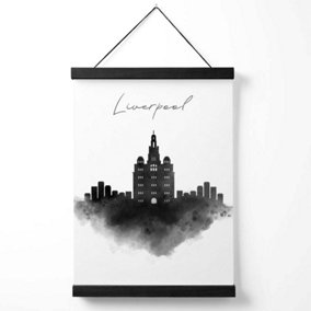 Liverpool Watercolour Skyline City Medium Poster with Black Hanger