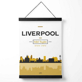 Liverpool Yellow and Black City Skyline Medium Poster with Black Hanger