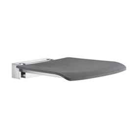 LIVING - Folding Wall mounted Shower Seat, Chromed Zinc/Aluminium, Dark grey seat
