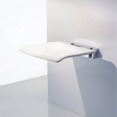 LIVING - Folding Wall mounted Shower Seat, Chromed Zinc/Aluminium, White seat