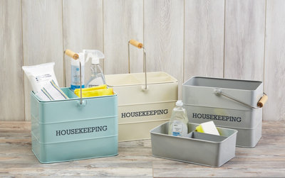 Living Nostalgia Cleaning Caddy with 3 Removable Handy Tray Compartments