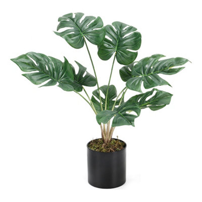 Living Room Artificial Simulation Turtle Back Leaf Plant Potted Ornamentwith Black Planter 53 cm