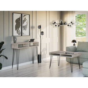 Living Room Furniture Set Industrial Unit Hairpin Metal Legs Grey Oak Effect MR