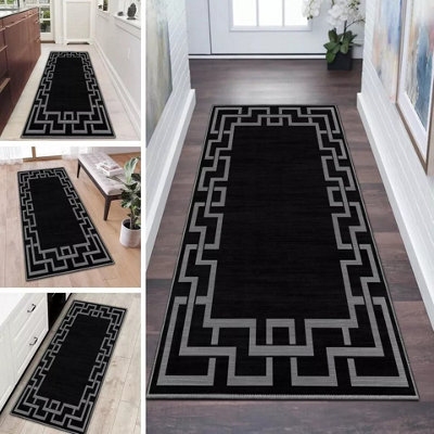 Living Room Rugs Non Slip Hallway Runner Rug Kitchen Floor Mats Geometric Printed Carpets Easy Care Soft Eco-Friendly