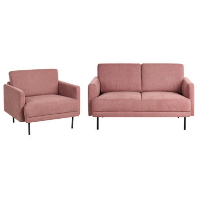 Living Room Set 2 Seater BREDA Fabric Pink