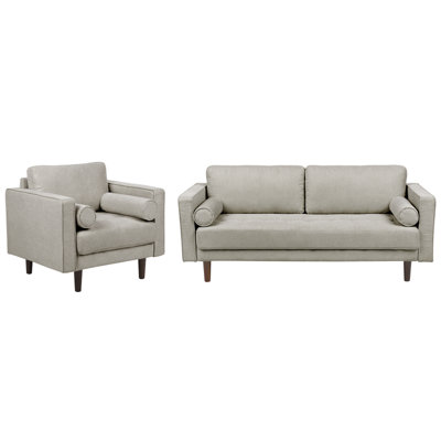 Living Room Set 4 Seater NURMO Fabric Taupe