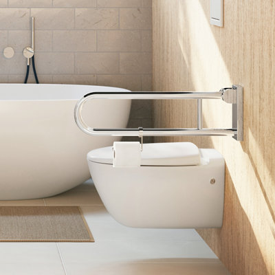 LIVING - Toilet Roll Holder for Grab Bar. Polished Chrome. Length 125 mm.