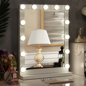 Livingandaome White Dimmable Makeup Mirror with LED Light