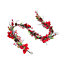 Livingandhome 1.8 M LED Christmas Swags Red Flower Berry Vine Garland