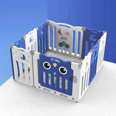 Livingandhome 10 Panel Blue Foldable Baby Kid Playpen Safety Gate Play