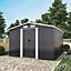 Livingandhome 10 x 8 ft Charcoal Black Metal Garden Shed Apex Roof with Base