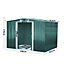 Livingandhome 10 x 8 ft Dark Green Metal Shed Garden Storage Shed Apex Roof Double Door with Base