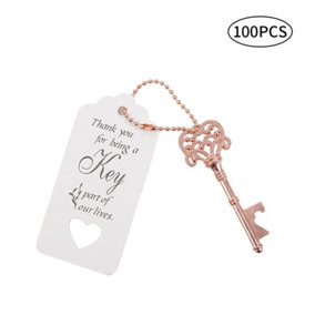 Livingandhome 100pcs Rose Gold Retro Key Bottle Opener with Cards and Keychain