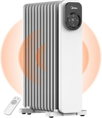 Livingandhome 11-Fin Electric Heater Oil-Filled Radiator with Remote ...
