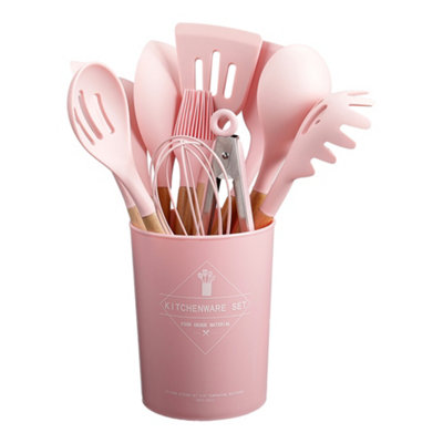 5pcs Silicone Cooking Utensil Set, Minimalist Pink Kitchen Gadget Tool Set  For Kitchen