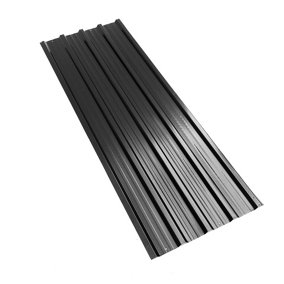 Livingandhome 12 pcs Black Metal Corrugated Roofing Sheet for Garden Storage Shed L 129 cm x W 45 cm x T 0.27 mm