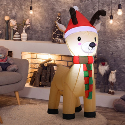 Livingandhome 120CM Inflatable Elk Christmas Yard Decoration with LED