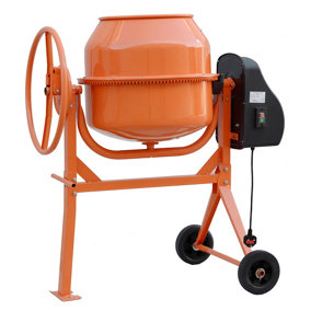 Livingandhome 140 L Orange Electric Portable Cement Concrete Mixer with Wheels