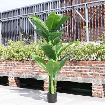 Livingandhome 150 cm 3 Trunk Artificial Potted Fake Tree Home Green ...
