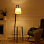 Livingandhome 150CM Metal Tray Table Floor Lamp with Linen Lampshade
