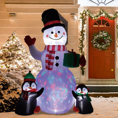 Livingandhome 180cm Christmas Inflatable Penguin Snowman Air Blown with ...
