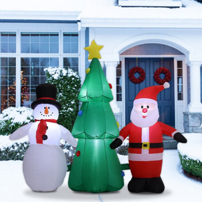 Livingandhome 180CM Inflatable Santa Claus Snowman Christmas Tree Yard