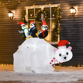 Livingandhome 180cm LED Christmas Inflatable Penguin Sea Bear Decoration Outdoor Xmas Decor Blow up