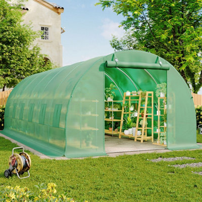 Livingandhome 19 x 10 ft Green Outdoor Walk In Tunnel Greenhouse with ...